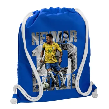 Neymar (Νεϊμάρ), Τσάντα πλάτης πουγκί GYMBAG Μπλε, με τσέπη (40x48cm) & χονδρά κορδόνια