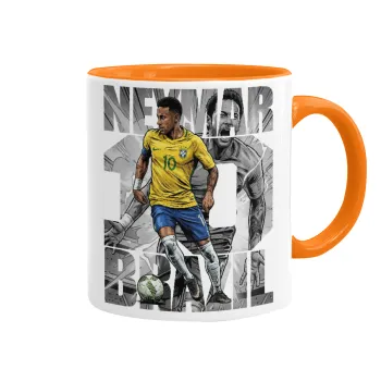 Neymar (Νεϊμάρ), Κούπα χρωματιστή πορτοκαλί, κεραμική, 330ml