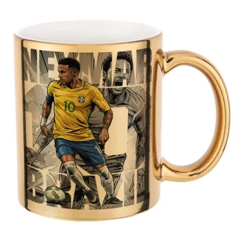 Neymar (Νεϊμάρ), Mug ceramic, gold mirror, 330ml