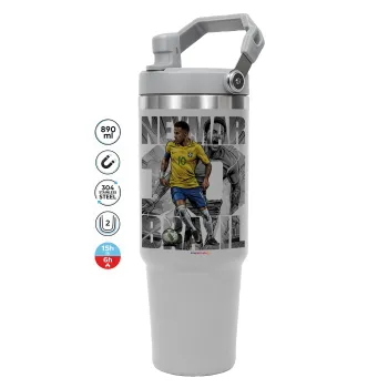 Neymar (Νεϊμάρ), GREY color, 890ml (30oz) stainless Steel Tumbler with Handle
