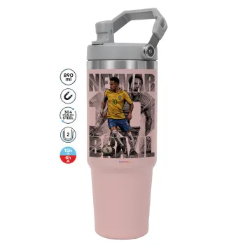 Neymar (Νεϊμάρ), Pink color, 890ml (30oz) stainless Steel Tumbler with Handle
