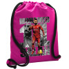 Τσάντα πλάτης πουγκί GYMBAG Φούξια, με τσέπη (40x48cm) & χονδρά κορδόνια