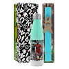 Easter Set, Metallic green/white thermos (Stainless steel), double-walled, 500ml & scented flat Easter candle (30cm) (TURQUOISE)