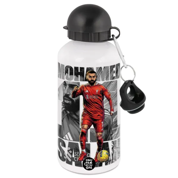 Mohamed Salah (Μοχάμεντ Σαλάχ) — Μεταλλικό παγούρι νερού, Λευκό, αλουμινίου 500ml