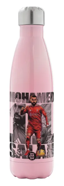 Mohamed Salah (Μοχάμεντ Σαλάχ) — Metal mug thermos Pink Iridiscent (Stainless steel), double wall, 500ml