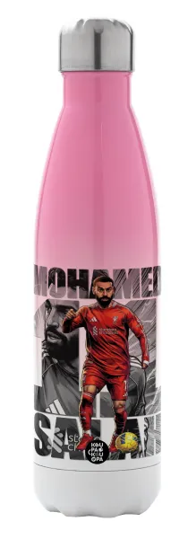Mohamed Salah (Μοχάμεντ Σαλάχ) — Metal mug thermos Pink/White (Stainless steel), double wall, 500ml