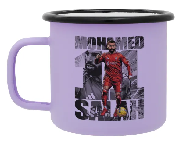 Mohamed Salah (Μοχάμεντ Σαλάχ) — Metal enamel mug, matte light pastel purple, 360ml
