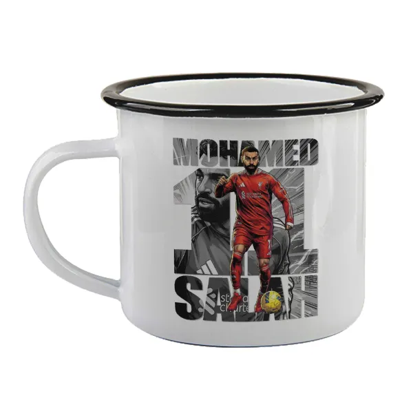 Mohamed Salah (Μοχάμεντ Σαλάχ) — Enamel mug with black rim, 360ml