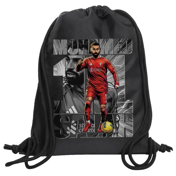 Mohamed Salah (Μοχάμεντ Σαλάχ) — Τσάντα πλάτης πουγκί GYMBAG Μαύρη, με τσέπη (40x48cm) & χονδρά κορδόνια