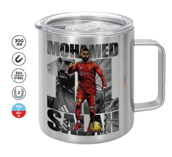 Mohamed Salah (Μοχάμεντ Σαλάχ) — Double-walled stainless steel mug 300ml with temperature-retaining lid
