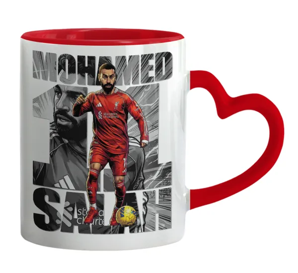 Mohamed Salah (Μοχάμεντ Σαλάχ) — Mug heart red handle, ceramic, 330ml
