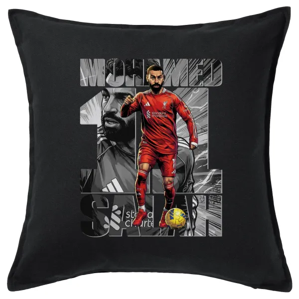 Mohamed Salah (Μοχάμεντ Σαλάχ) — Μαξιλάρι καναπέ Μαύρο 100% βαμβάκι, περιέχεται το γέμισμα (50x50cm)