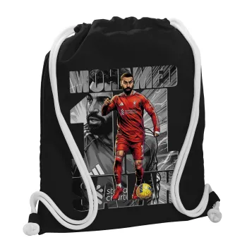 Mohamed Salah (Μοχάμεντ Σαλάχ), Τσάντα πλάτης πουγκί GYMBAG Μαύρη, με τσέπη (40x48cm) & χονδρά λευκά κορδόνια