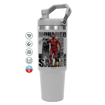 Mohamed Salah (Μοχάμεντ Σαλάχ), GREY color, 890ml (30oz) stainless Steel Tumbler with Handle