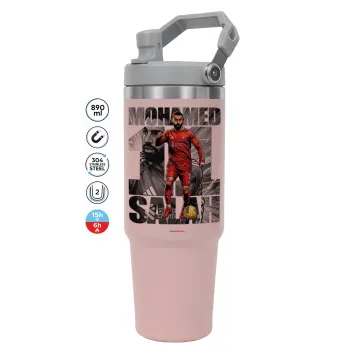 Mohamed Salah (Μοχάμεντ Σαλάχ), Pink color, 890ml (30oz) stainless Steel Tumbler with Handle