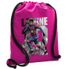 Τσάντα πλάτης πουγκί GYMBAG Φούξια, με τσέπη (40x48cm) & χονδρά κορδόνια