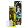 Neon Yellow Travel Tumbler θερμό, μεταλλικό καλαμάκι(Ανωξείδωτο 304 Food grade, BPA free, 600ml)