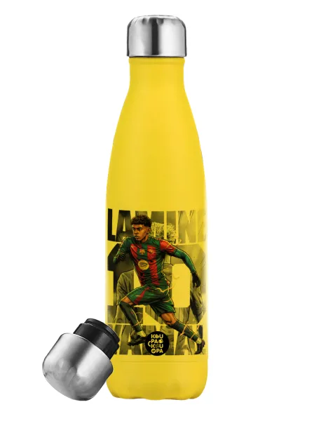 Lamine Yamal (Λαμίν Γιαμάλ) — Yellow Stainless Steel Metallic Thermos, double-walled, 500ml