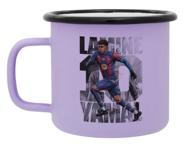 Lamine Yamal (Λαμίν Γιαμάλ) — Metal enamel mug, matte light pastel purple, 360ml