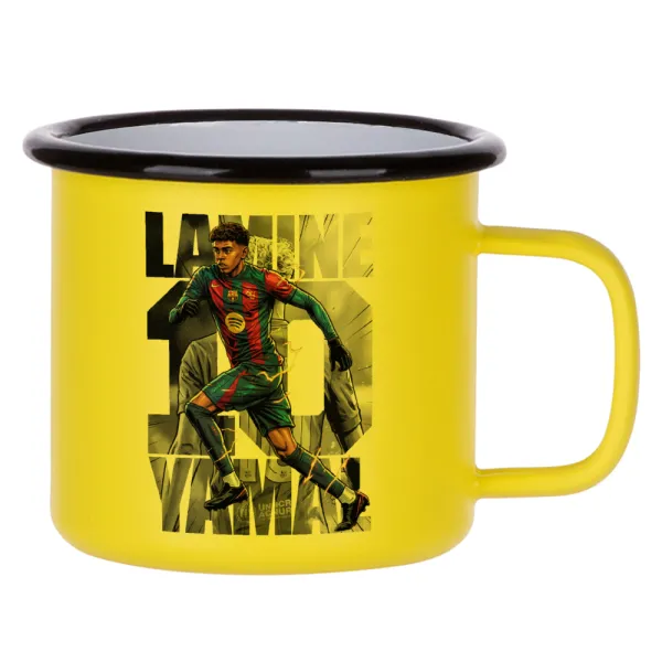 Lamine Yamal (Λαμίν Γιαμάλ) — Κούπα Μεταλλική εμαγιέ ΜΑΤ Κίτρινη 360ml
