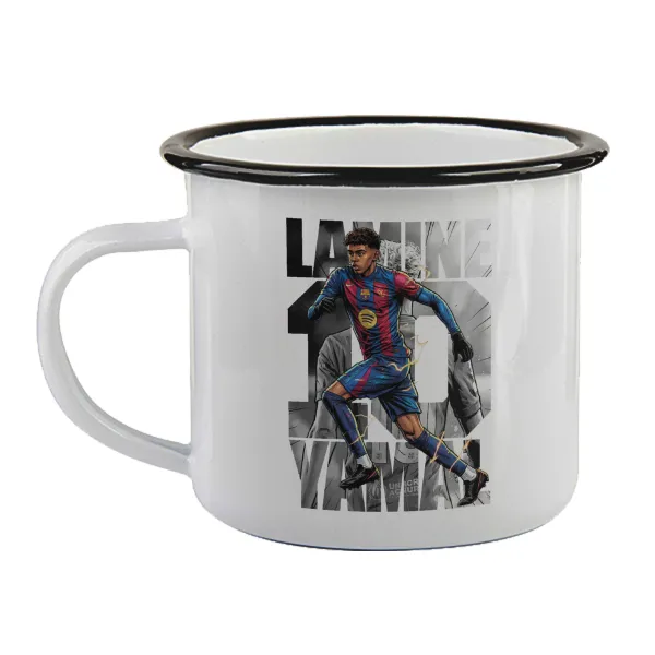 Lamine Yamal (Λαμίν Γιαμάλ) — Enamel mug with black rim, 360ml