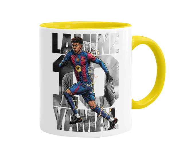Lamine Yamal (Λαμίν Γιαμάλ) — Mug colored yellow, ceramic, 330ml