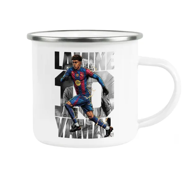 Lamine Yamal (Λαμίν Γιαμάλ) — Metallic enamel cup white 360ml