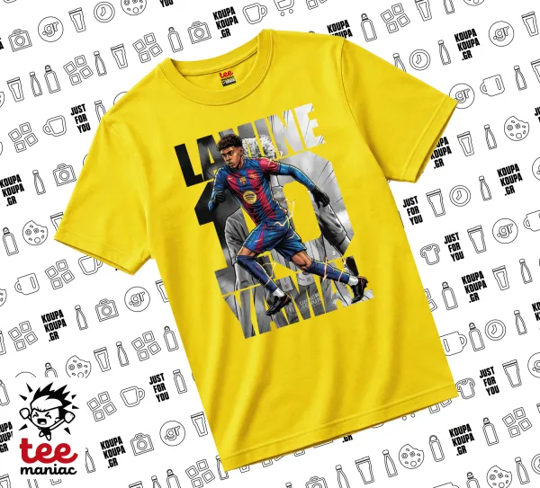 Lamine Yamal (Λαμίν Γιαμάλ) — Κίτρινο Άνετο παιδικό T-Shirt από 100% βαμβάκι, για κάθε μέρα. Vegan & OEKO-TEX πιστοποιημένο.