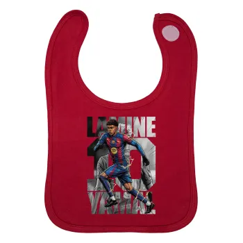 Lamine Yamal (Λαμίν Γιαμάλ), Σαλιάρα με Σκρατς Κόκκινη 100% Organic Cotton (0-18 months)