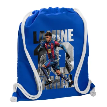 Lamine Yamal (Λαμίν Γιαμάλ), Τσάντα πλάτης πουγκί GYMBAG Μπλε, με τσέπη (40x48cm) & χονδρά κορδόνια