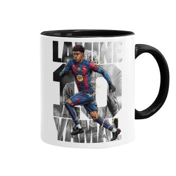 Lamine Yamal (Λαμίν Γιαμάλ), Κούπα χρωματιστή μαύρη, κεραμική, 330ml