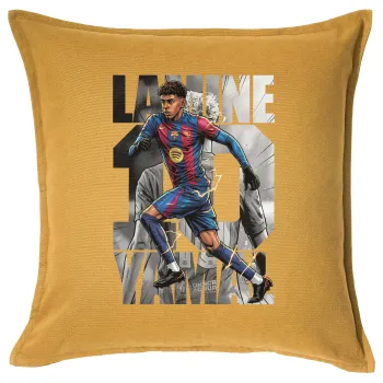 Lamine Yamal (Λαμίν Γιαμάλ), Μαξιλάρι καναπέ Κίτρινο 100% βαμβάκι, περιέχεται το γέμισμα (50x50cm)