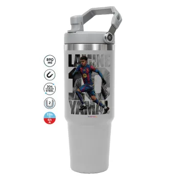 Lamine Yamal (Λαμίν Γιαμάλ), GREY color, 890ml (30oz) stainless Steel Tumbler with Handle