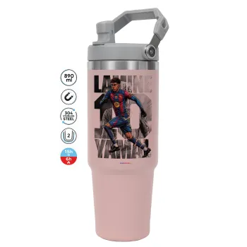 Lamine Yamal (Λαμίν Γιαμάλ), Pink color, 890ml (30oz) stainless Steel Tumbler with Handle