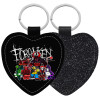 Μπρελόκ PU δερμάτινο glitter καρδιά ΜΑΥΡΟ