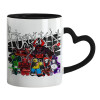 Mug heart black handle, ceramic, 330ml