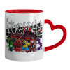 Mug heart red handle, ceramic, 330ml