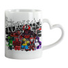 Mug heart handle, ceramic, 330ml