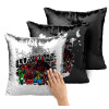 Μαξιλάρι καναπέ Μαγικό Μαύρο με πούλιες 40x40cm περιέχεται το γέμισμα