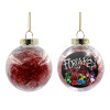Transparent Christmas tree ball ornament with red filling 8cm