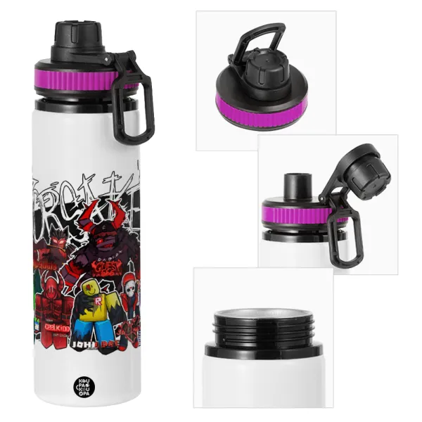 Roblox Forsaken — Metallic water bottle with safety lid, 850ml aluminum