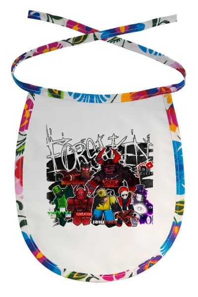 Roblox Forsaken — Stain-resistant baby bib with tie, multicoloured