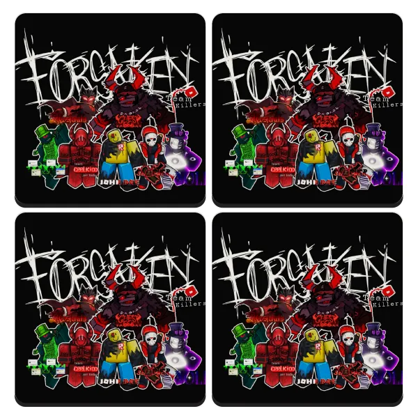 Roblox Forsaken — Set of 4 square wooden coasters (9cm)