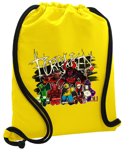 Roblox Forsaken — Backpack pouch GYMBAG Yellow, with pocket (40x48cm) & thick cords