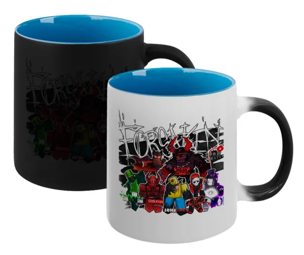 Roblox Forsaken — Magic mug with blue interior, ceramic, 330ml, changes colour with hot drinks