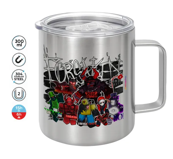 Roblox Forsaken — Double-walled stainless steel mug 300ml with temperature-retaining lid