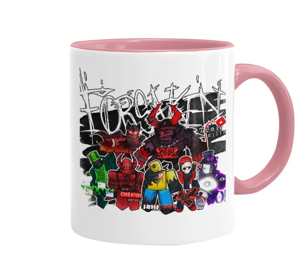 Roblox Forsaken — Mug colored pink, ceramic, 330ml