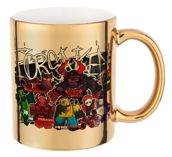 Roblox Forsaken — Mug ceramic, gold mirror, 330ml