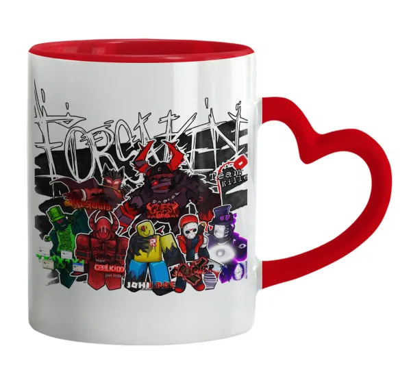 Roblox Forsaken — Mug heart red handle, ceramic, 330ml