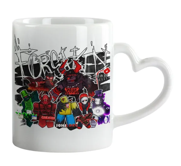 Roblox Forsaken — Κούπα καρδιά χερούλι λευκή, κεραμική, 330ml